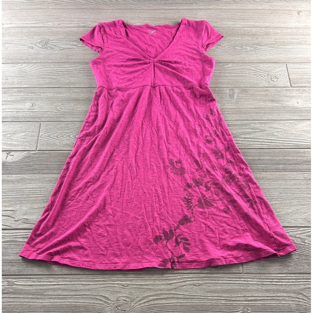Horny Toad Rosemarie Dress Pink V-Neck Organic Cotton Blend Cap Sleeve Small